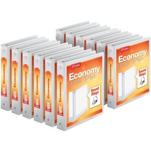 Cardinal Economy 3-Ring Binders, 1.5", Round Rings, Holds 350 Sheets, ClearVue Presentation View, Non-Stick, White, Carton of 12 (90631)