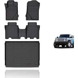 KELCSEECS Floor Mats & Cargo Liner for 2021 2022 2023 2024 2025 2026 Ford Bronco(Not Sport) 4 Door All Weather Car Mats Floor Liners Trunk Mat Cargo Mat Ford Bronco Floor Mats Accessories