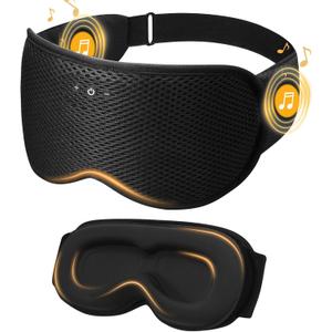 3D Contoured Sleep Mask with Bluetooth Headphones, Eye Masks for Sleep, Sleeping Headphones, Sleeping Mask with Ultra-Thin Stereo Speakers for Men, Women, Tech Gifts - Black