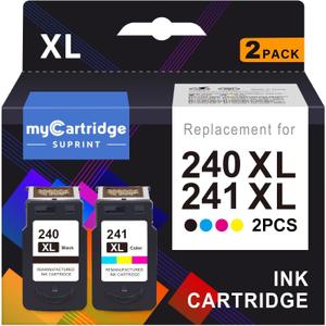 PG-240 XL/CL-241 XL Ink Cartridges Replacement for Canon 240XL 241XL Combo Pack 240 241 for Canon PIXMA MG3620 TS5120 MG3520 MG3600 MG3220 MX472 Printer (1 Black, 1 Tri-Color, 2 Pack)