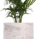 Ceramic Plant Pot 6 Inch Marble Planter Pots with Drainage Holes & Mesh Pads, Modern Plant Pot for Indoor Outdoor Plants-Cylinder Round Planter Pot