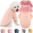 Dog Sweater, 3 Pack Dog Sweaters for Small Dogs or Cats, Girl or Boy, Warm Dog Clothes Shirt Coat for Winter Christmas (Peach, Dark Pink, Light Purple, X-Small)