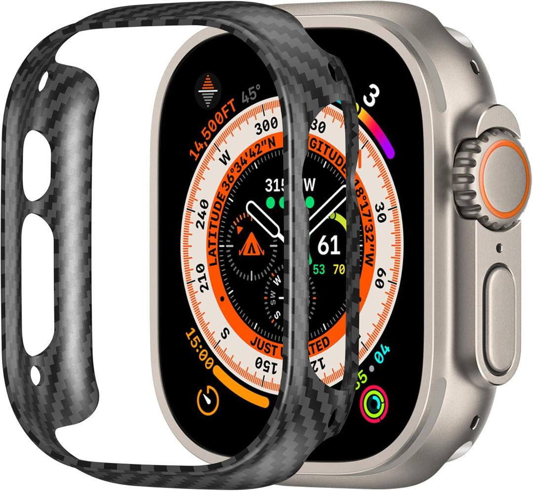 iteeology Compatible with Apple Watch Ultra 3 Case 49mm, Genuine Slim Aramid Carbon Fiber Case for iWatch Ultra 2 Ultra Matte Black