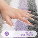 Buganda Microfiber Striped Bathroom Rugs Bath Mat, Extra Thick, Soft and Shaggy, Absorbent, Machine Washable, Bath Rugs for Bathroom, Tub and Shower, 24x16 Inches, Purple-Grey
