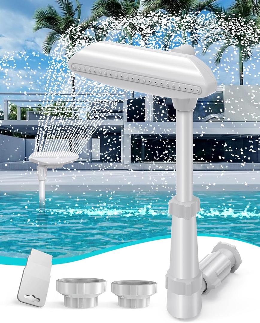 Pool Fountain Above In-Ground Pools - Auto Up&Down Swing Pool Sprayer Adjustable Height Waterfall Pool Sprinkler Fountain for Relaxation & Cooling 10-20 Degrees, Swimming Pool Spa Decoration (Singlegray)