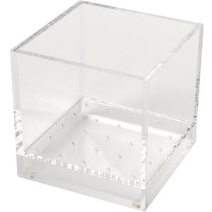 RUSSELL+HAZEL Acrylic Plant Pot with Drip Tray, 4x4x4 Inch Flower Pot for Home Office, Clear and Durable Acrylic, 1-Count (60345)