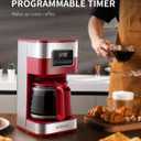 SHARDOR 10-Cup Programmable Coffee Maker, Regular & Strong Brew Drip Coffee Machine for Home and Office, Auto Shut Off, Permanent Filter (red)