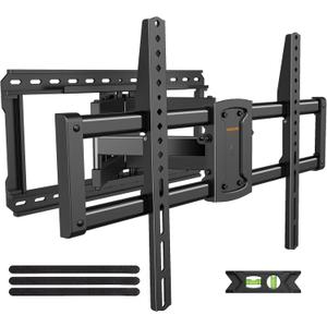 Full Motion 75 85 86 90'' TV Wall Mount Bracket, Loads 150 lbs Heavy Duty TV Mount, Swivel Tilt Extension Level, Complete Metal Bars & Wall Plate, up to 600x400mm VESA & 24'' Wood Studs