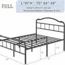 BOSRII 18 Inch Full Size Metal Bed Frame with Headboard and Footboard Heavy Duty Platform Bed Vintage Iron Wrought Frames Steel Slats, Easy Assembly, No Box Spring Needed, Noise Free, Black