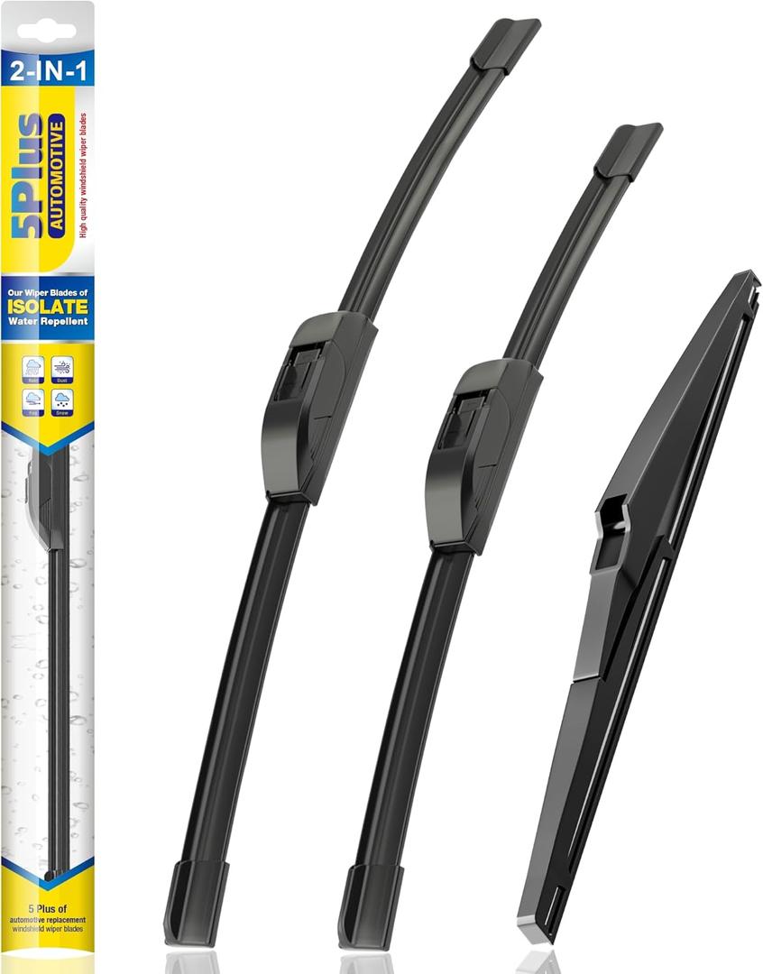 5 PLUS Silicone Windshield Wiper Blades Replacement for 2019-2008 TOYOTA Highlander / 2023-2011 LEXUS GX460 Wiper Blades (Set of 3),Automotive Replacement Windshield Wiper Blade-26"/20"/12"