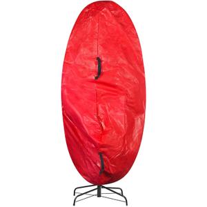 Upright Christmas Tree Bag - Zippered Cover with Handles and Cinch Cord for Assembled Artificial Trees Up to 7.5-Feet by Elf Stor (Red)