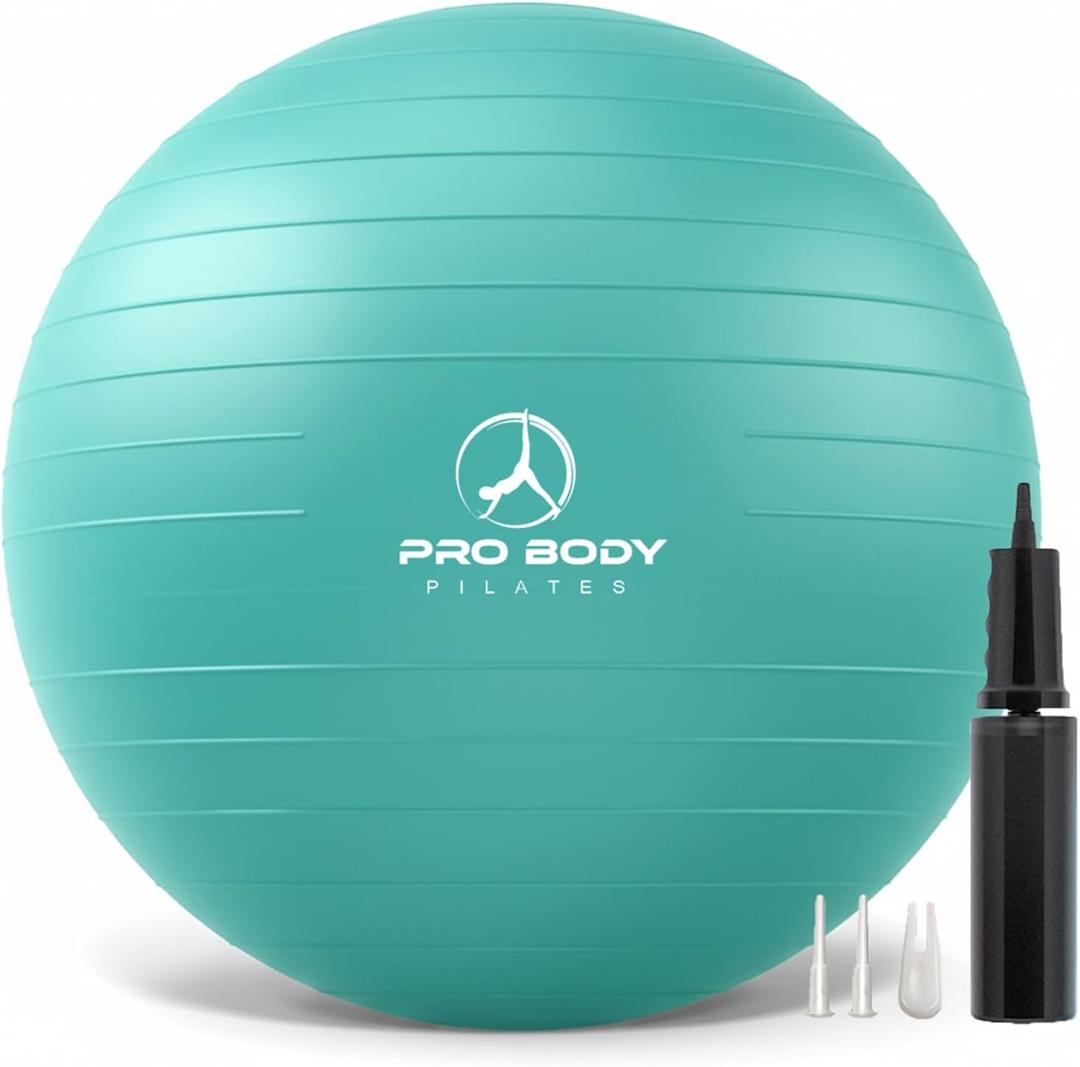 ProBody Pilates Yoga Ball - Exercise Balls, Various Sizes, for Stability, Pregnancy, Workout & Physical Therapy (M: 19-22" (55 cm), Turquoise)
