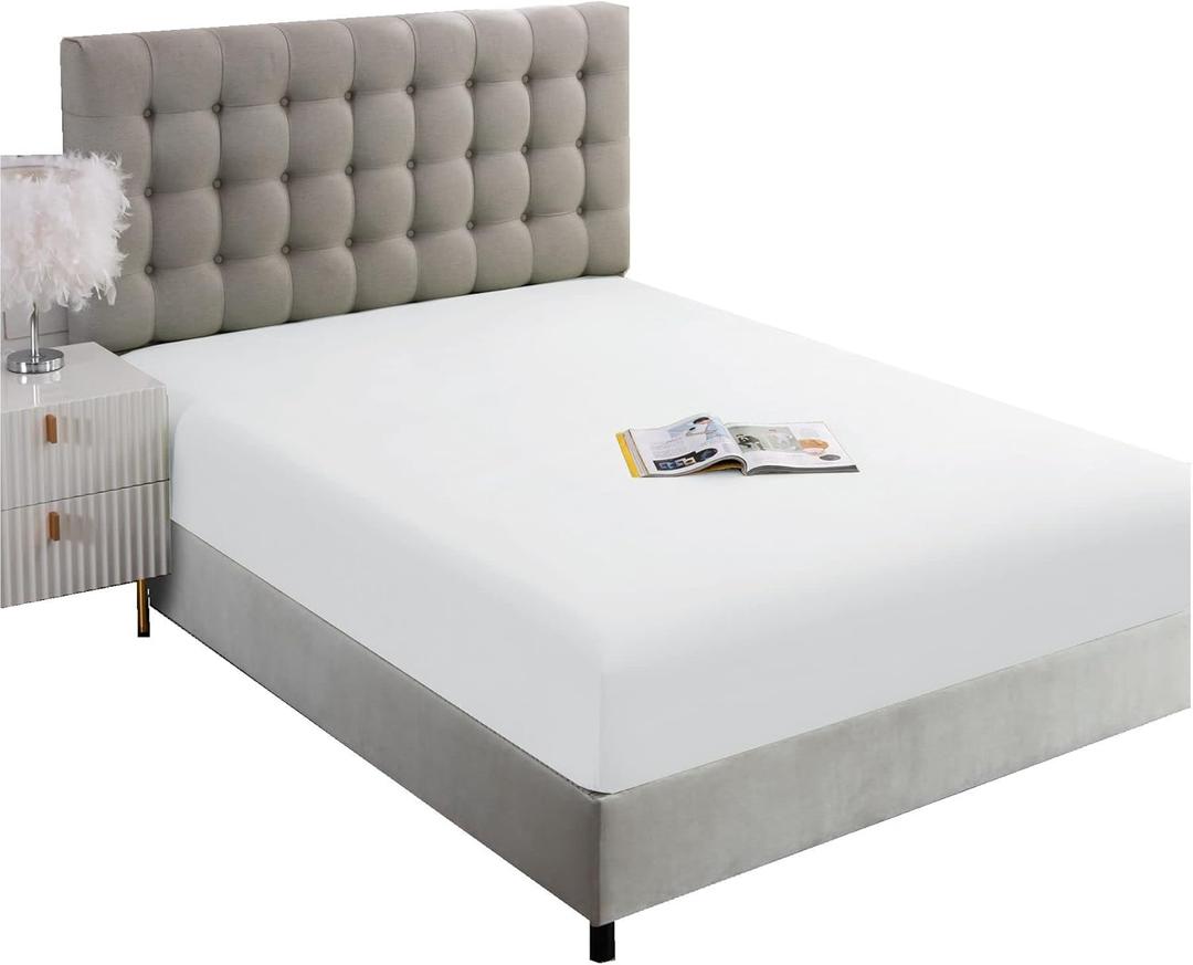 Ghooss Fitted Sheet White-Full Size Fitted Sheet Only-Fitted Deep Pocket Sheet-Soft Wrinkle Free Sheet-1 Pack(White,Full)