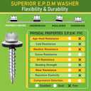 300 Pcs, #10 x 1 Inch Hex Head Metal Roofing Screws, Zinc Plated Sharp Point Sheet Metal Roof Screw with Rubber Washer, Self Tapping Metal to Wood Siding Screws, Hex Socket Included (Galvanized)