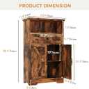 Floor Cabinet, Farmhouse Storage Cabinet with Barn Doors and Drawer, Freestanding Adjustable Shelf Organizer for Bathroom, Kitchen, Living Room Rustic Brown