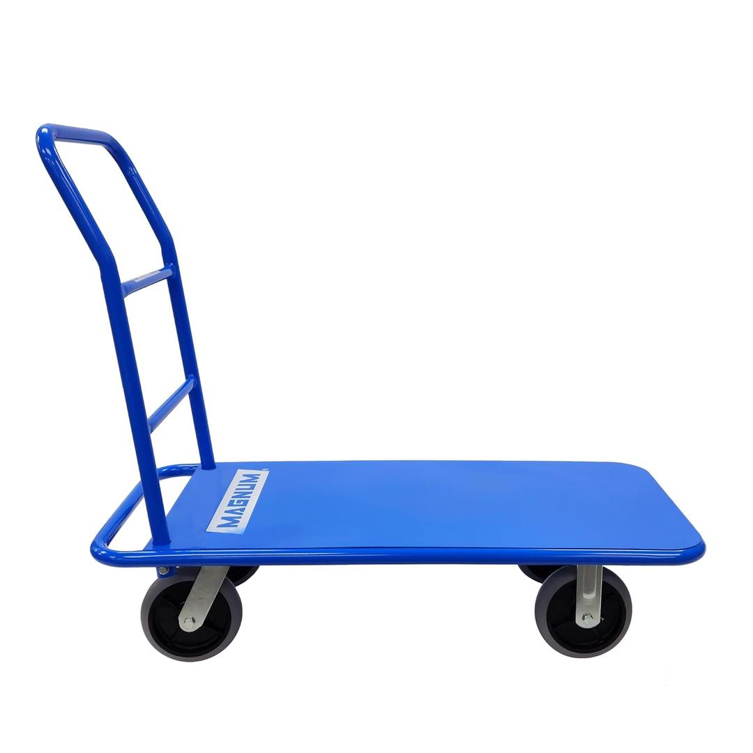 MAGNUM Steel Platform Truck, 43 x 22 Flatbed Cart with Non Marking Casters, 3200 Pound Heavy Duty Cart, Powder Coated Push Cart Dolly, Swivel & Locking Caster Flat Cart, Platform Hand Truck (CAFM2247)