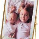5x7 Gold Photo Frame Vintage Style Antique Gold Standing Picture Frames with Pressed Glass, Brass (5 x 7)