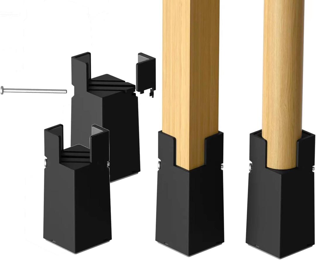 Sephyroth Adjustable Bed Risers Furniture Risers 4Pack with Screw Clamp.Table Desk Chair Risers.Bed Risers 4Inch Fit Furniture's Square/Round Leg Diameter from 0.8''1.6'' (4Inch Black)