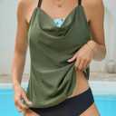 Shuangyu Women 2 Piece Tankini Swimsuit Tummy Control,Army Green PatternXL (Green, XXL)