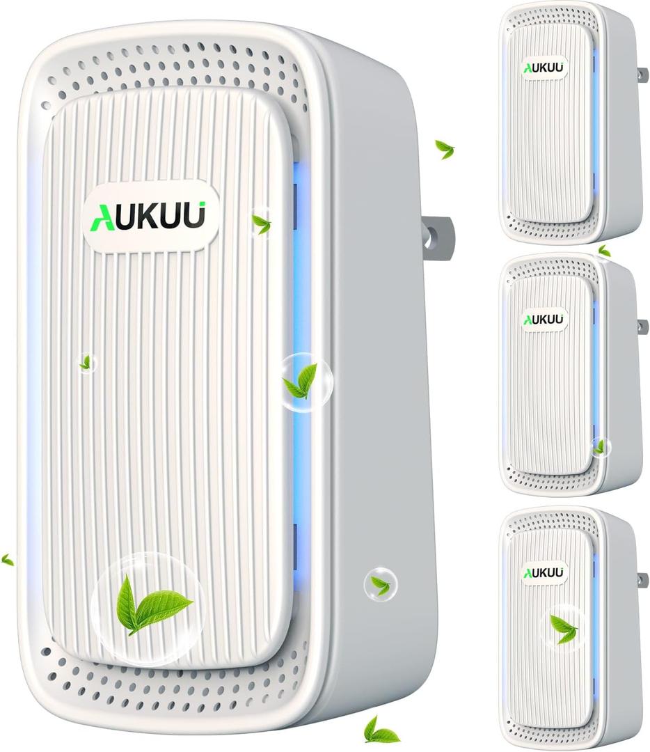 Air Ionizers (4 Pack- Plug In Negative Ion Air Purifiers - Quiet Air Freshener for Home, Bedroom, Office, Basement - Portable Air Purifier Odor, Smoke, Dust, Pet Smell - Mini Air Cleaner White