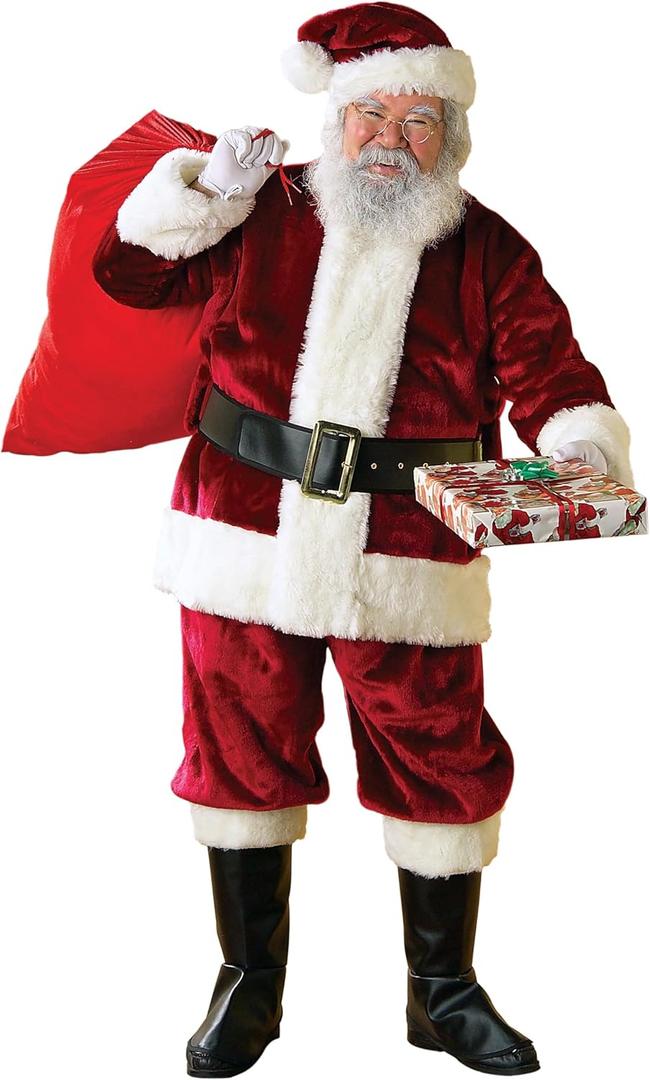 Rubies Adult Crimson Regency Plush Santa Suit With Gloves (Extra-Large)