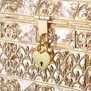 ELLDOO Crystal Wedding Card Box with Heart Lock, Vintage Money Card Box Treasure Chest Style Gold Gift for Wedding Receptions, Centerpiece Decor, Anniversary Keepsake, Gift, Large Size