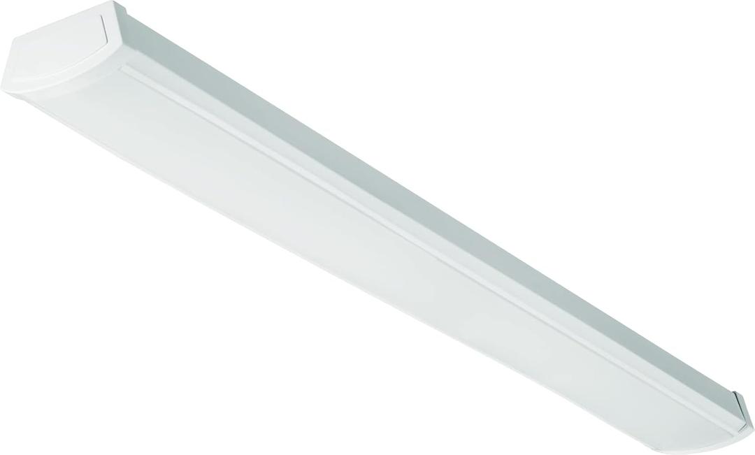 Lithonia Lighting 4 Foot LED Light Fixture, Low-Profile LED Wraparound Flush Mount Ceiling Light, 4000K Cool White, 120V, 48-Inch (FMLWL 48 840) (48-Inch, 4000K)