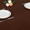 LUSHVIDA Round Vinyl Tablecloth, Waterproof, Fits 36''-44'', Deep Coffee