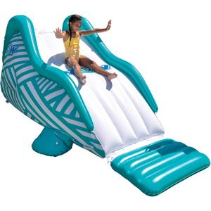 WOW Sports - Wiggler Sprinkler Inflatable Slide - White & Teal Pool Waterslide for Backyard Parties - Fun for Adults & Kids - Garden Hose Attachment for Sprinkler