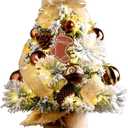 Tabletop Christmas Tree with Lights, 24inch/2ft Mini Christmas Tree, Tabletop Small Xmas Tree for Holiday Indoor DIY Christmas Decoration (Coffee White)