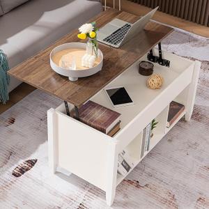 VINGLI Lift Top Coffee Table, White, with Storage Shelf/Hidden Compartment, Gas Lift Mesa De Centro para Sala Pop Up Coffee Table VINGLI Lift Top Coffee Table, White, with Storage Shelf/Hidden Compartment, Gas Lift Mesa De Centro para Sala Pop Up Coffee Table