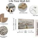 Large Tree of Life Canvas Wall Art Gold and White Flower Big Tree Painting Picture Wall Decor Botanical Floral Poster Print Artwork for Living Room Dining Bedroom, 48"L x 24"W