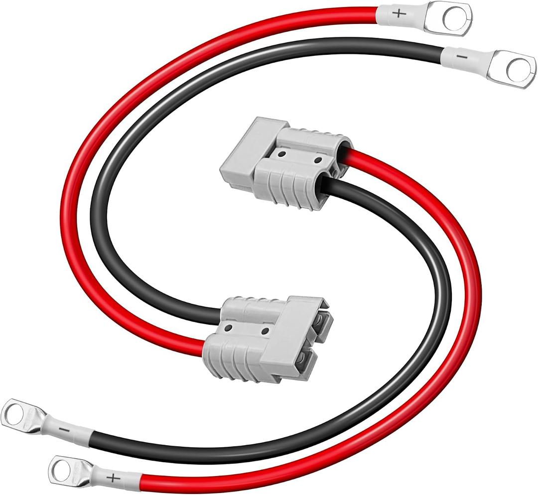 2Pcs 50A Battery Quick Connector, Anderson Connector 50A Kit, 7AWG 600V 1.64ft Battery Cables with M8 Terminal, Battery Quick Connector Waterproof for Battery Cars, Sightseeing Cars, Tractors, Motors