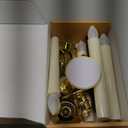 Christmas Window Candles Lights 6 Pack Battery Operated Candles with Remote Control Timer Gold Holders Flameless Candle Taper LED Candle Christmas Decorations Window Decorations Party Xmas Table Top