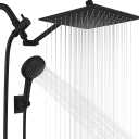 Peicuai Shower Head Combo, 10-Inch High-Pressure Rainfall Shower Head with 11-Inch Adjustable Extension Arm, 5-Setting Matte Black Handheld Shower with Long Hose, Powerful Spray for Low Water Pressure