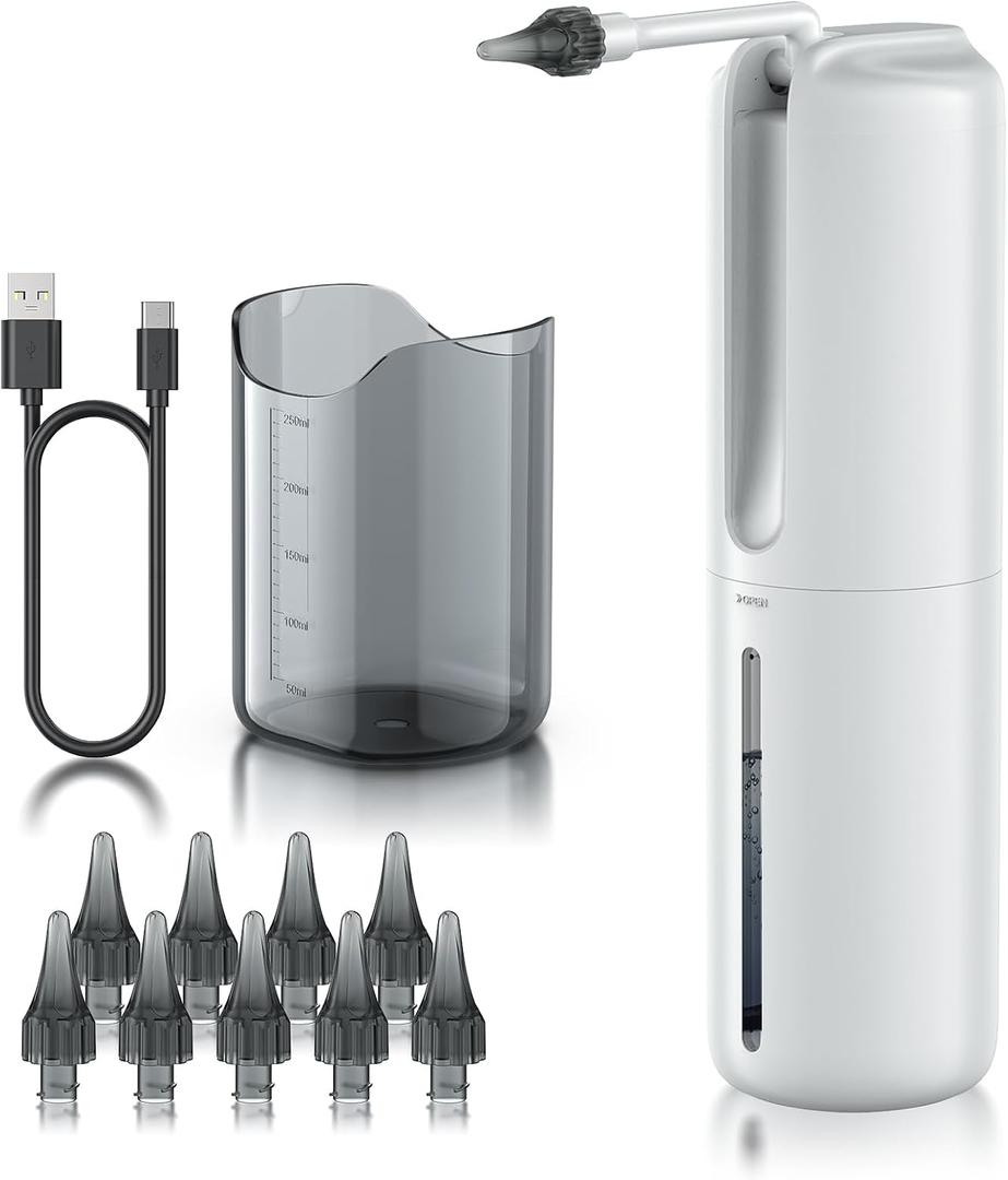 Ear Wax Removal - Electric Ear Irrigation Flushing System, Water Powered Ear Cleaner with 4 Pressure Modes, Safe and Effective Ear Cleaning Tool, Water Resistant USB Rechargeable (White)