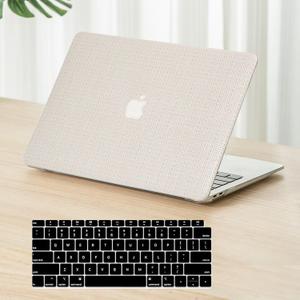 Fancity Compatible with MacBook Air 13 inch Case M1 A2337 A2179 A1932, Braided PU Leather Anti-Scratch Hard Shell Protective Case & Keyboard Cover for Mac Air 13.3 with Touch ID (2018-2021), Off White