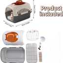 Hard Cat Carrier for Large Cats up to 20 lbs, Top Loading Plastic Pet Travel Kennel with Hard Shell, Metal Wire Door, Roof Petting Hatch and 360 Ventilation (Orange)