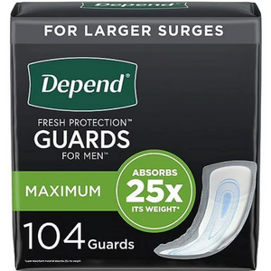 Depends Men's Incontinence Guards/Pads, One Size, 104 Count