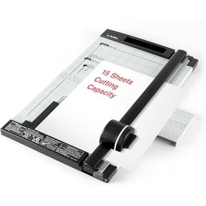 Carl, Professional Rotary Paper Trimmer 15-inch, 15 Sheet Cutting Capacity, Black and Silver