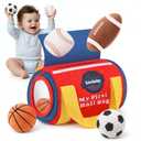 Baby Boy Toys 6-12 Months  My First Sports Bag Musical Infant Toys with 4 Sensory Balls  Basketball, Football, Baseball, Soccer  Rattle, Squeaker, Mirror for 3-6-9-12 Month Old Baby Christmas Gifts