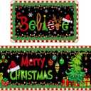 Decorative Kitchen Mat Set, Christmas Holiday Theme, Low Profile Floor Carpet for Home, Party, Autumn Decor, 2 Piece (Christmas)