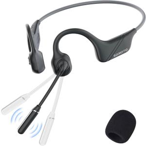 SANOTO Bone Conduction Headphones with Mic, Bluetooth Headset with Microphone Noise Canceling & Mute, Wireless Headset with Sponge Microphone Windscreen, Open Ear Headphones for Work Driving Call
