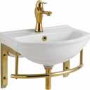 Renovators Supply Small ADA Wall Mount Bathroom Sink, Brass, 17 3/4 in.
Floating wall hung sink combo. Faucet, drain, overflow, towel bar included. Grade A vitreous china. Powder room.
