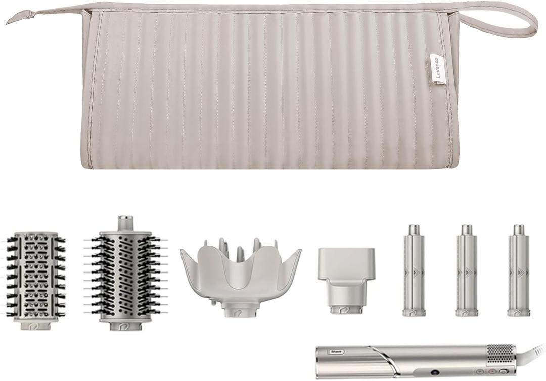 Lexeeco Dy son Air wrap Travel Case Hair Tools Travel Bag for Shark Flexstyle Carrying Case Portable Shark Hair Dryer Revlon Flat Curling Iron Organizer (Camel)