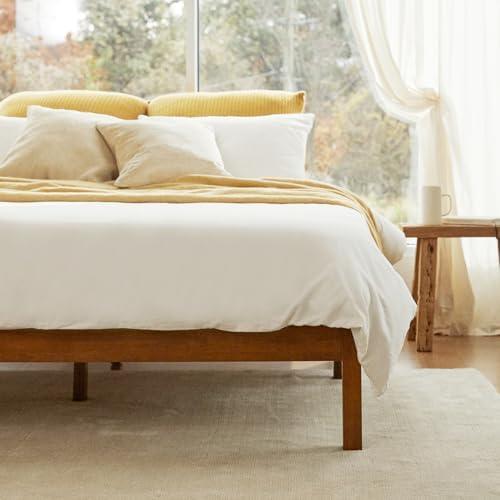 LIFEMENT Classic Wood Platform Bed Frame, Essential, Noise Free, Under Bed Storage, No Box Spring Needed, Easy Assembly (Cherry, Twin XL)