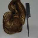 CJL HAIR 14" Short Ponytail Hair Extension Wrap Around Pony Tail Clip in Curly Wavy Synthetic Fake Hairpiece for Women Ash Medium Brown/Ash Blonde