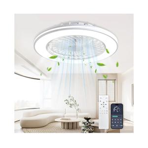 20in Ceiling Fan with Lights, Modern Minimalist Low Profile Smart Flush Mount Ceiling Fan, 6 Wind Speeds, 42W Dimmable Bright Lights (White, Medium)