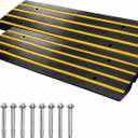 2 Packs 48" Car Driveway Rubber Curb Ramps, Heavy Duty Driveway Gutter Slope Ramp, Low Profile Design for Cars, Water Channel for Drainage, Curbside Bridge Ramp for Loading Dock Garage Sidewalk