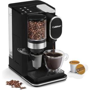 Cuisinart Single-Serve Coffee Maker + Coffee Grinder with 8 oz., 10 oz., and 12 oz. Serving Size, Compatible with Single-Cup Pods, 48-Ounce Removable Reservoir, Stainless Steel, DGB-2